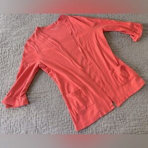 Croft & Barrow Coral Open Front Cardigan 3/4 tab sleeves size small 100% cotton